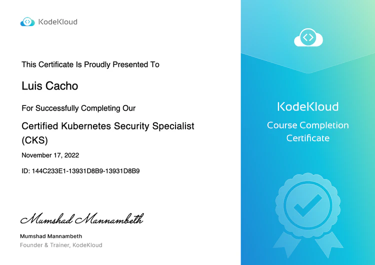 KodeKloud - CKS - Certified Kubernetes Security Specialist